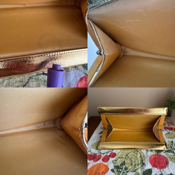 Vintage gold foil snap closure clasp handbag